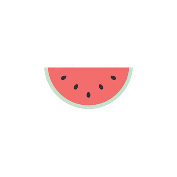 A stylized watermelon slice illustration with a flat design and a white background watermelon slice citrullus lanatus fruit flesh