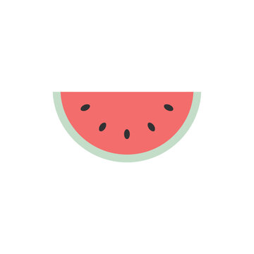 A vibrant watermelon slice illustration features a flat stylized design with a white background watermelon slice fruit citrullus lanatus