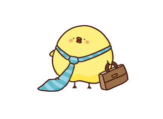 Chick wearing an oversized tie and holding a business bag, new employee or businessman concept © Chunu