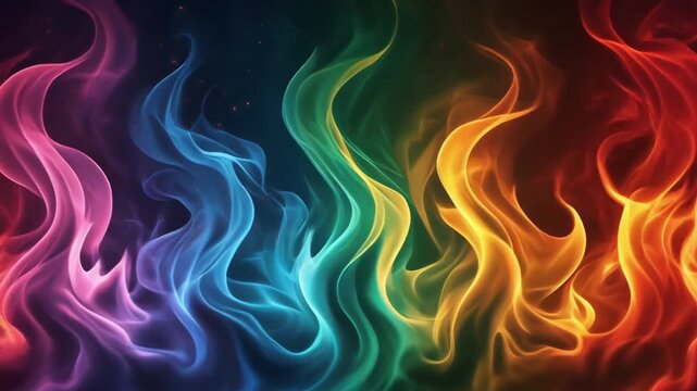 Vibrant Rainbow Flames and Colorful Fire Abstract Background
