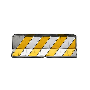 Road Barrier with Yellow and White Stripes Illustration.
