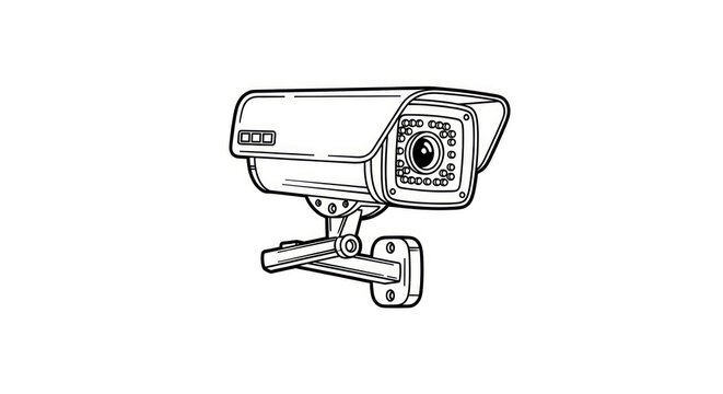 Security camera mounted on bracket.