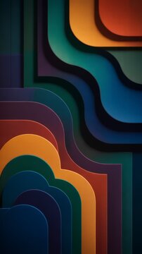 Harmonious layered geometric shapes in warm earthy tones create a playful retro inspired architectural design pattern