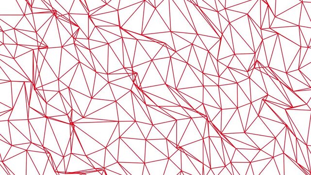 seamless pattern with red lines. Dynamic Polygon Wireframe Mesh Loop Animation. 