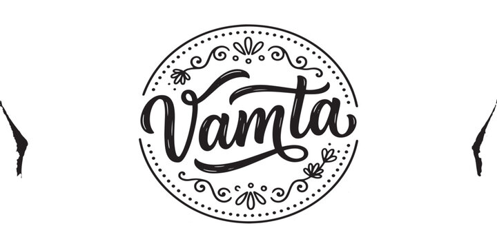 Vamta text logo with decorative elements.