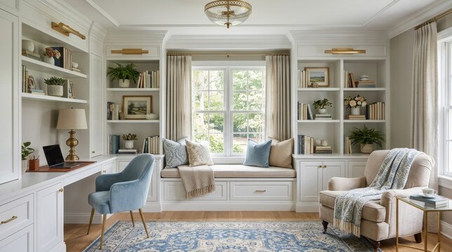 Luxury Blue Beige Transitional Office