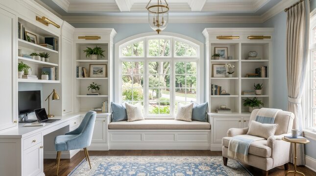 Luxury Blue Beige Transitional Office