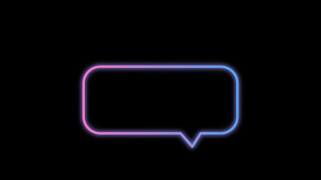 Neon Glow Message Box Animation on Black Background.