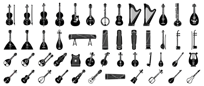 Collection of Various String Musical Instruments