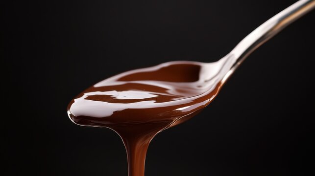 Melted Bittersweet Chocolate Pouring from Ladle Gigapixel