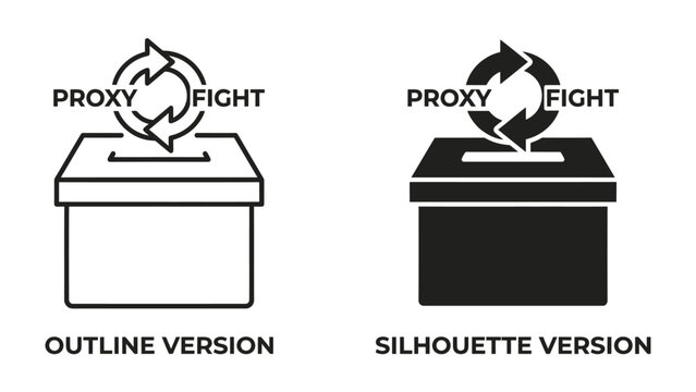 Proxy Vote Symbols: Two distinct representations of a ballot box, one outlined and one silhouetted.