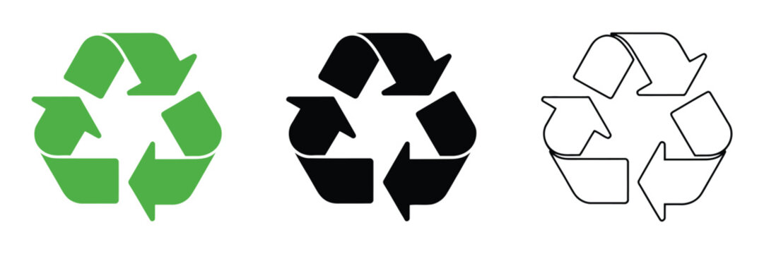 Recycle symbol set for recycling, sustainability and environmental protection