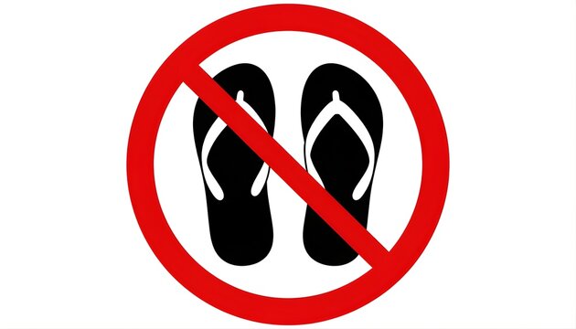 No Flip Flops Allowed Sign Prohibition Symbol