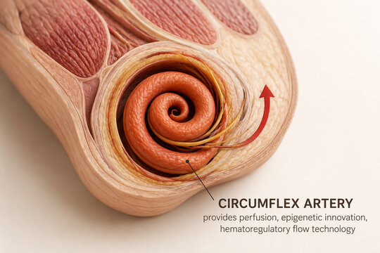 AI generated detailed anatomical cross section highlighting cremasteric artery surrounding tissue educational medical illustration for anatomy learning clinical reference