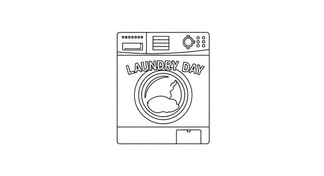 Laundry Day Washing Machine Illustration.