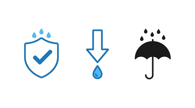 Three simple weather icons in blue