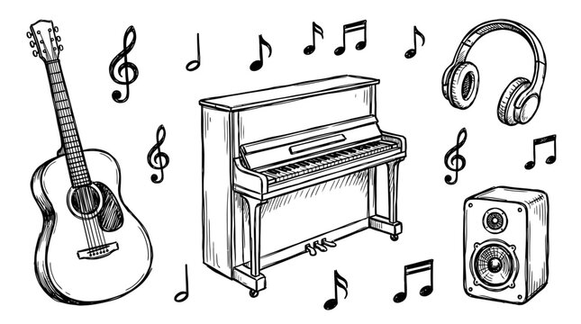 Musical Instruments and Audio Equipment Illustration.