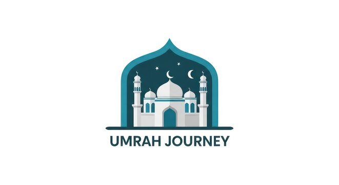 Umrah Journey Islamic Pilgrimage Logo Design.