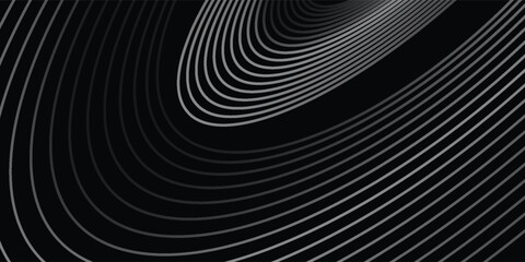 Obraz premium 3D silver lines techno abstract background overlap layer on dark space with circles effect decoration.