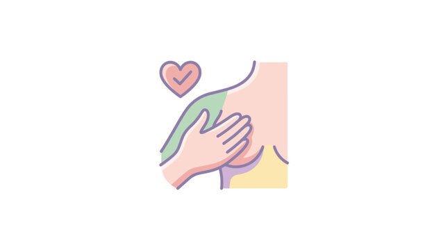 A flat vector icon showing a medical self examination procedure