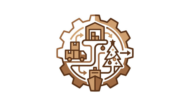 A gear icon illustrates the seasonal logistics and supply chain process