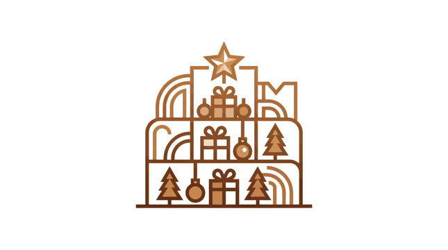 A minimalist graphic illustration of festive holiday seasonal icons