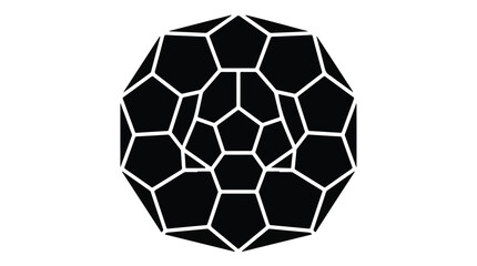 Naklejka premium Dodecahedron geometric shape icon. Black pentagonal symmetry symbol on white background.