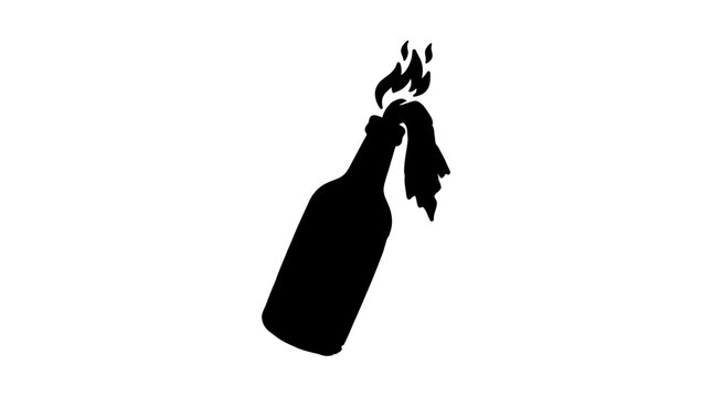 Molotov cocktail silhouette against a white background