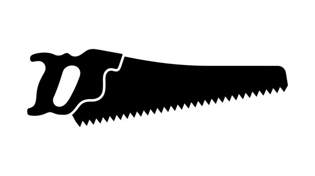 Hand saw silhouette on a white background simple black graphic