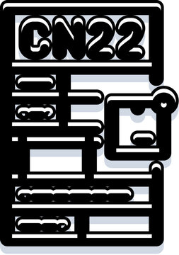 Customs declaration form cn22 icon representing regulation for international mail, delivery, postage, and export parcels for shipping logistics documentation