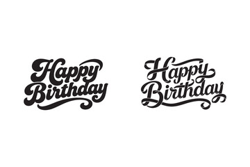 Elegant Happy Birthday typography phrases for greeting cards and invitations © HONOFA