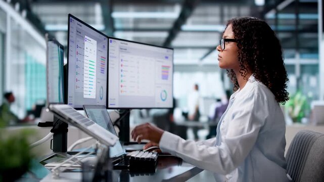Corporate Trainer Reviewing Employee Progress Charts