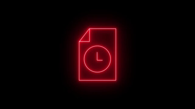 Neon document file icon paper page report text office data record folder interface concept,