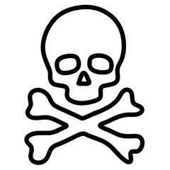 Danger skull and crossbones line icon