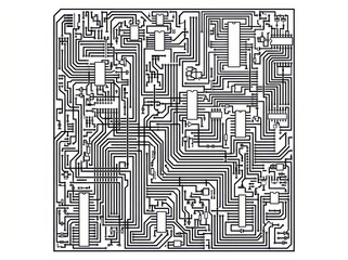Obraz premium Detailed black and white schematic of a complex electronic circuit board