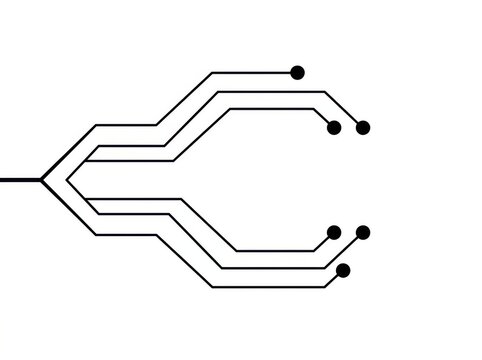 Minimalist black circuit line diagram on a clean white background