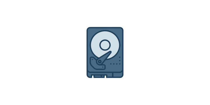 Minimalist hard drive icon illustration for data storage concepts.