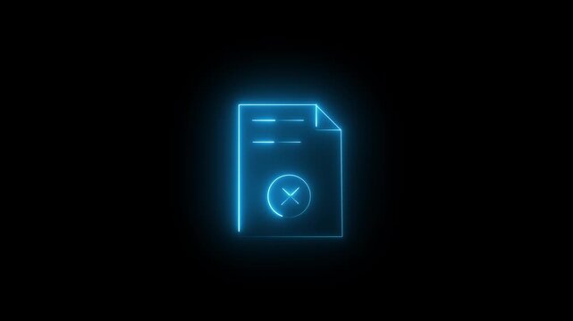 Neon document file icon paper page report text office data record folder interface concept,