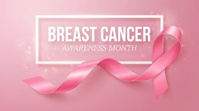 Breast cancer awareness month pink ribbon symbol for support early detection