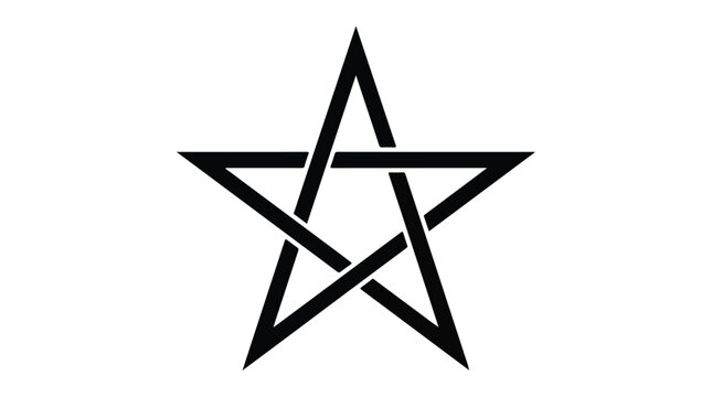 Black pentagram star symbol. Geometric sacred geometry icon for design projects.