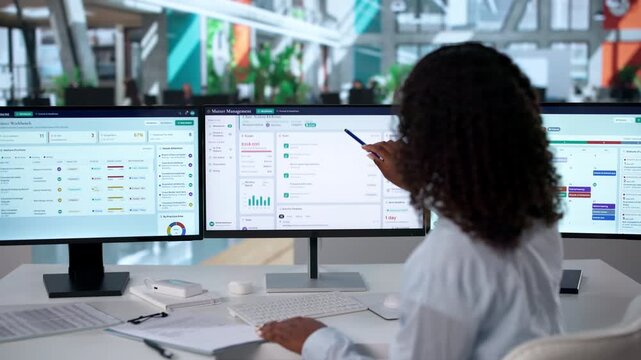 Female Lawyer Using Legal Software Dashboard