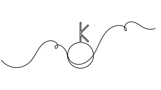 Chiron symbol animation continuous one line drawing minimalist single art asteroid wounded healer and centaur minor planet astrology motion graphics moving on white background