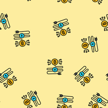 power consumption cryptocurrency mining vector seamless pattern power consumption cryptocurrency mining sign illustration