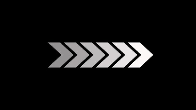 Right-directional arrow loop animation. Animated arrows for the overlay video layer