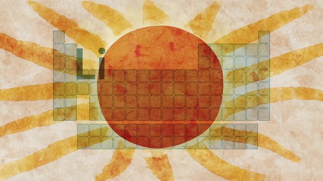 Periodic table of elements - Li - Lithium chemical element - animated illustration background