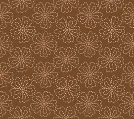 Fototapeta premium Japanese Bloom Fall Vector Seamless Pattern