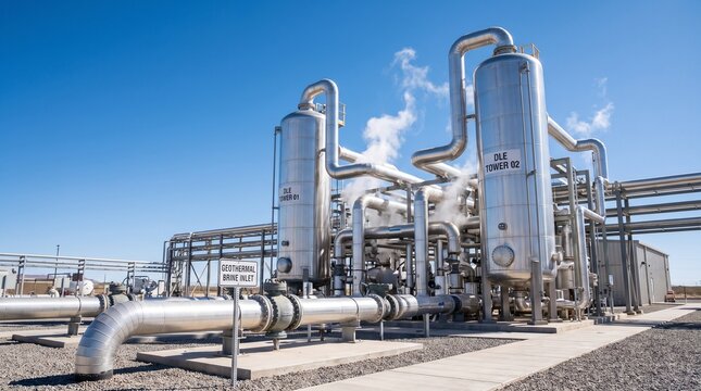 Direct Lithium Extraction DLE Adsorption Column Towers at Geothermal Plant