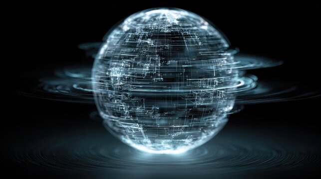 Glowing digital globe, swirling energy