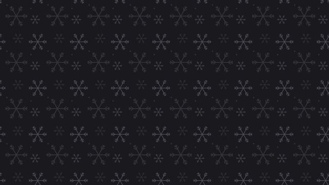 Black snowflake crystal pattern scrolling, winter holiday seamless loop background