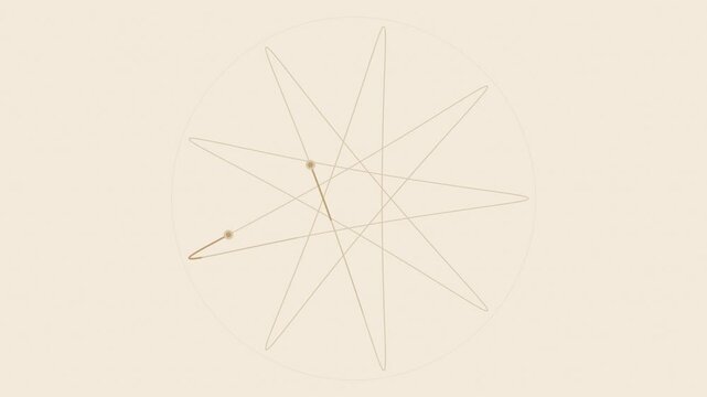 Beige spirograph geometric curves rotating elegantly, mathematical seamless loop background